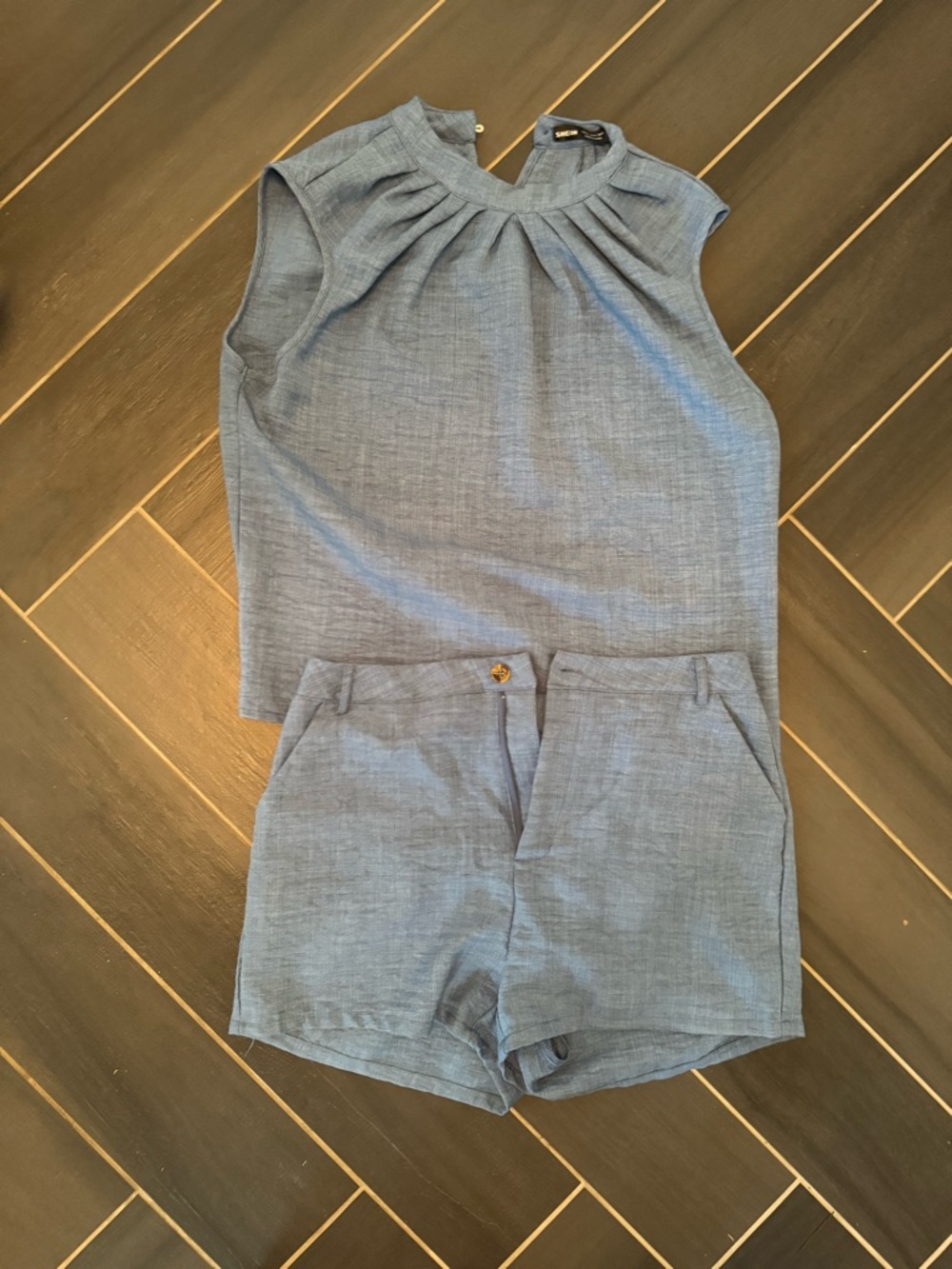 SHEIN denim colored linen set